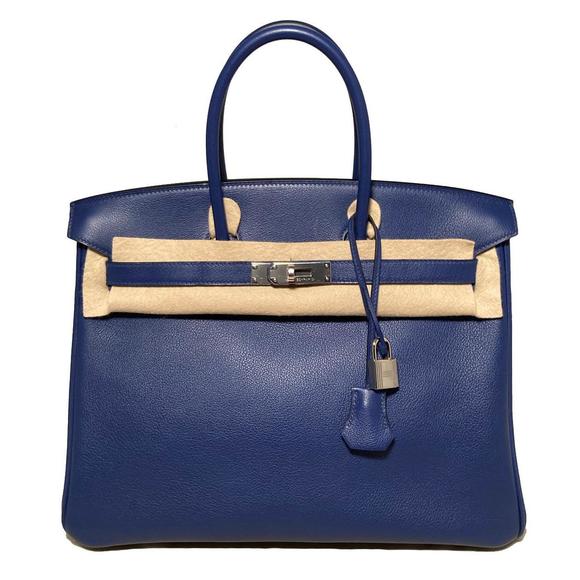HERMES Rare Blue Sapphire Taurillon Novillo Sea Surf & Fun Birkin 35 - Picture 3 of 9